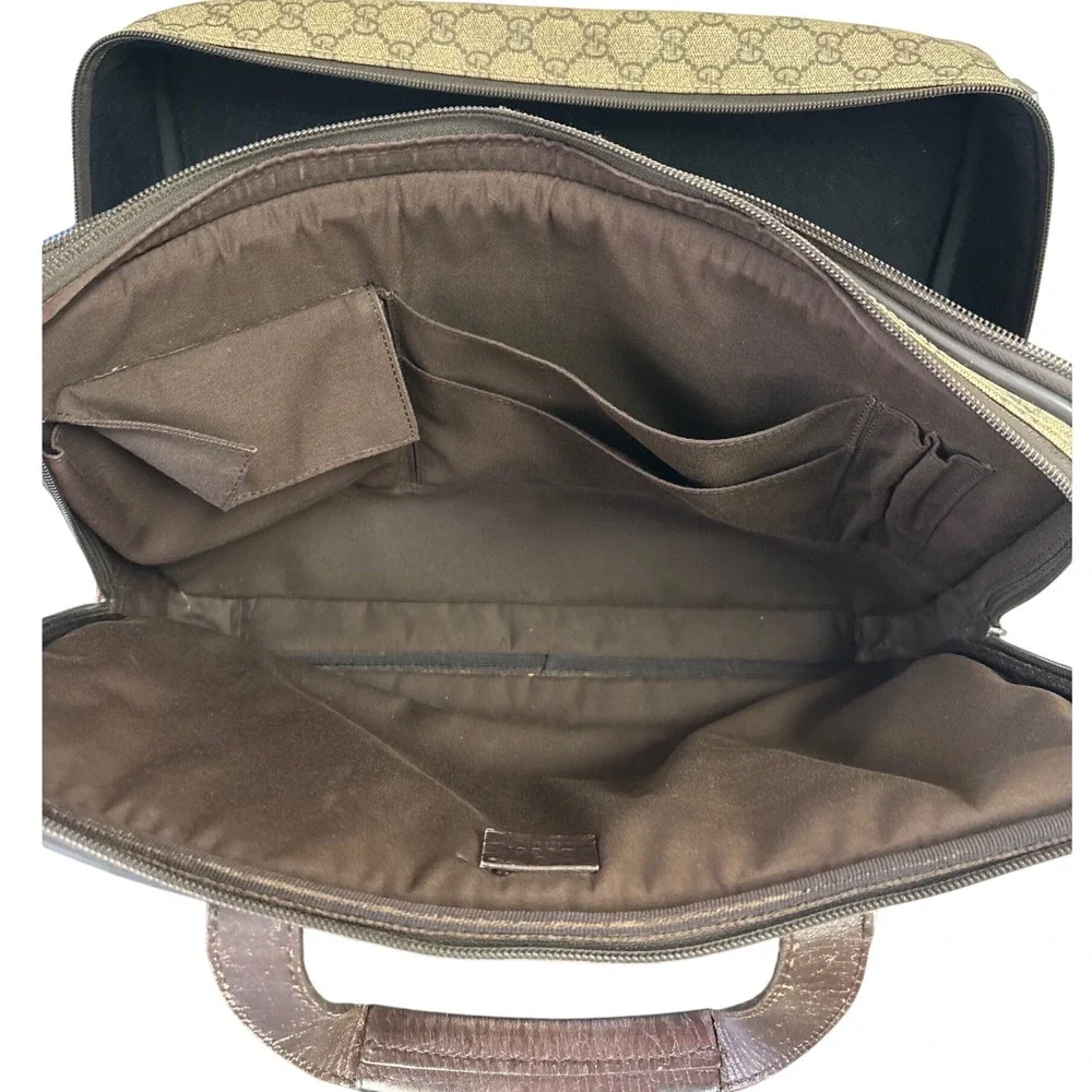 Gucci GG Supreme Briefcase Brown Leather Laptop Bag 28723 486628 Vintage